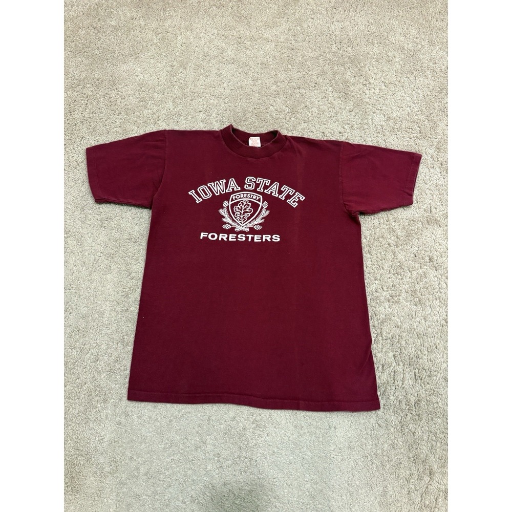 Vintage 80s Collegiate Pacific Iowa State Foresters Burgundy T-Shirt Sz Medium